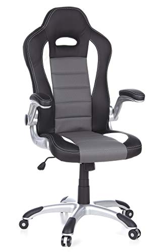 hjh OFFICE 621710 Silla Gaming RAYCER Sport Piel sintética Negro/Gris reposabrazos Plegables Silla de Escritorio inclinable