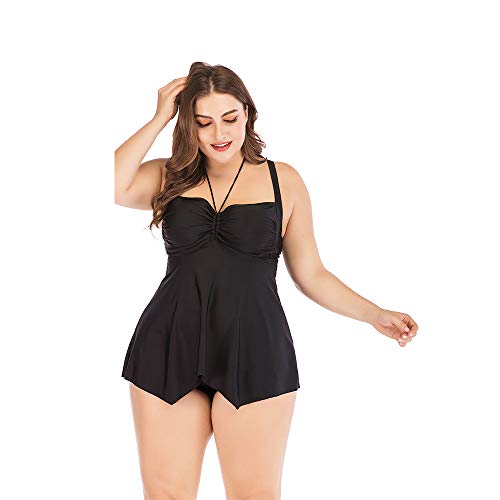 HLXXX Bikini Plus Grasa de Gran tamaño Aguas Termales Junto al mar Traje de baño de Vacaciones Falda conservadora Delgada Traje de baño Dividido,Black-M