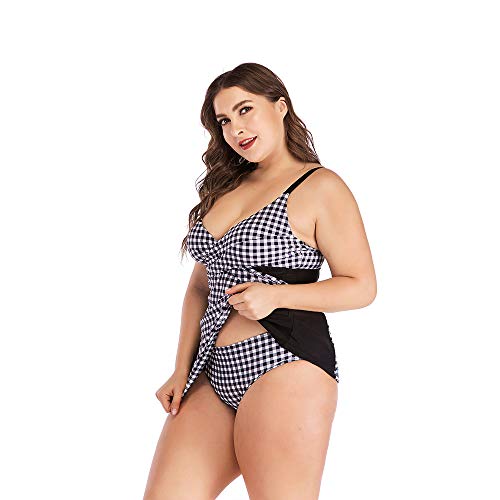 HLXXX Bikini Plus Grasa de Gran tamaño Aguas Termales Junto al mar Traje de baño de Vacaciones Falda conservadora Delgada Traje de baño Dividido,Black-L