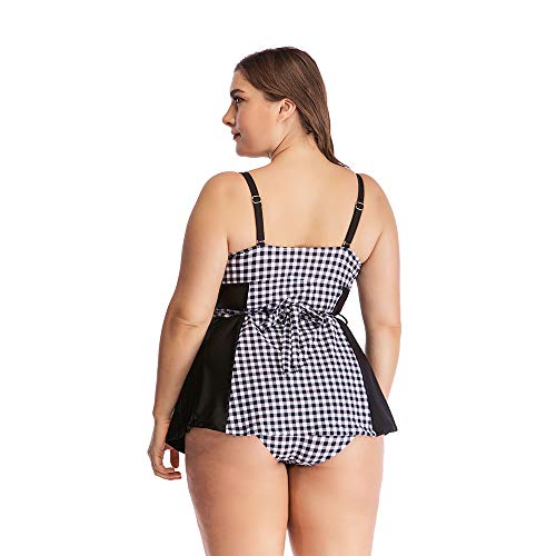 HLXXX Bikini Plus Grasa de Gran tamaño Aguas Termales Junto al mar Traje de baño de Vacaciones Falda conservadora Delgada Traje de baño Dividido,Black-L