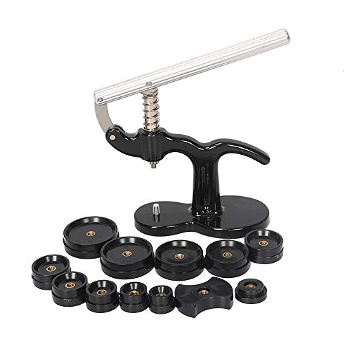 HNYG Juego de prensas para Reloj,Custre para Guardar la Caja Posterior,Juego de Herramientas de reparación de Relojes para relojero con 12 Piezas de boquillas de Montaje de 18mm a 50mm,Negro