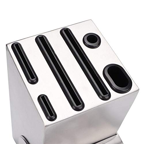 Hogar 6 agujeros de acero inoxidable Cuchillo Bloque Soporte Cuchillo Rack de almacenamiento Práctico Utensilio de cocina para leche Tienda de té Bar Cafetería(Acero inoxidable)