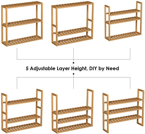 Homfa Estanteria Baño Pared Estantería de bambú Baño Sala o Cuarto con 3 Niveles para almacenaje y organización 60x15x54cm