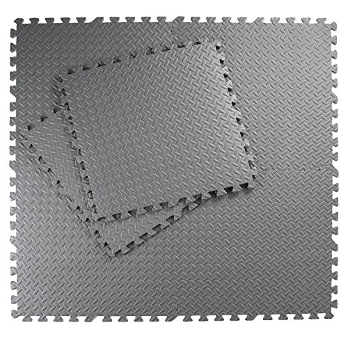 Homgrace Estilo de Enclavamiento Alfombrillas de Espuma para Protección del Suelo, Suelo de Gimnasio de Goma EVA con 48 Piezas(Gris, 48 Piezas)