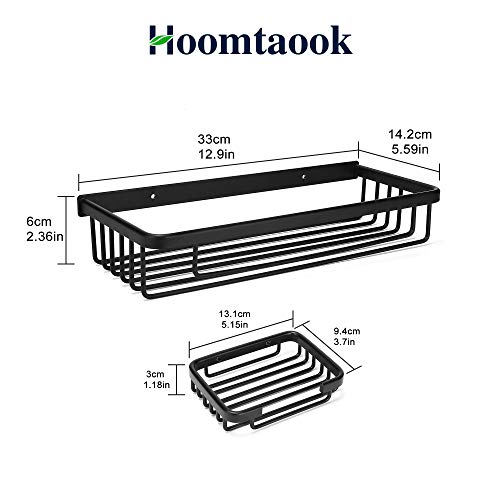 Hoomtaook Estanteria Ducha Estanteria Baño Para de Baño Ducha con una caja de jabón 2 Niveles Negro