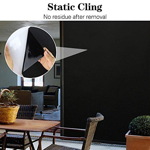 Housolution Películas de Ventana de Privacidad, sin Pegamento, con Electricidad Estática, Cubierta Protectora del PVC Anti-UV Más del 90% de Sombreado para Decoración del Hogar (45cmx200cm) - Negro