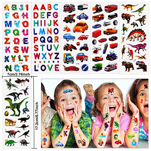 HOWAF Pegatinas para niños, 1000+ 48 Hojas Diferentes, 3D Pegatinas hinchadas, para Infantil de Fiesta cumpleaños Regalo Niño Niña Gratificantes Scrapbooking, Letras, números, Dinosaurios, Autos