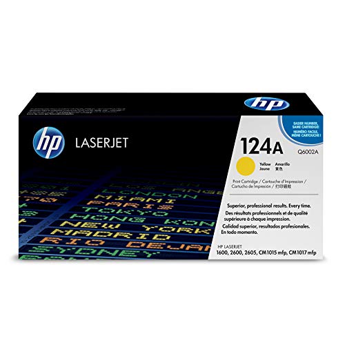 HP 124A - Cartucho de tóner original LaserJet para Laserjet series 1600, 2600, 2605, CM1015mfp y CM1017mfp, color amarillo