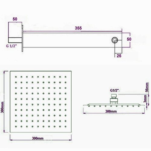 Hudson Reed Conjunto de Ducha con Válvula Termostática con Alcachofa