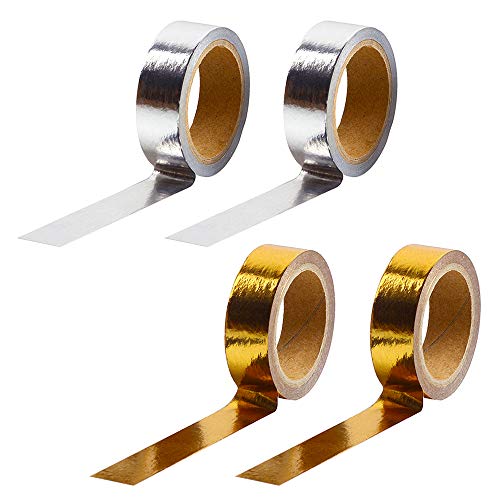 Huture 4 Rollos Banda de Brillo Holográfico Cinta Adhesiva Washi Cinta de Papel Deco Cintas Decorativas Creativas Cinta Adhesiva para Niños de Papel Japonés para DIY Craft Suministros Scrapbooking