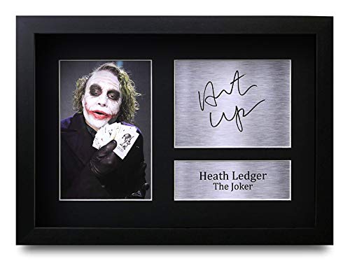 HWC Trading Heath Ledger A4 Enmarcado Regalo De Visualización De Fotos De Impresión De Imagen Impresa Autógrafo Firmado por The Joker Batman Los Aficionados Al Cine