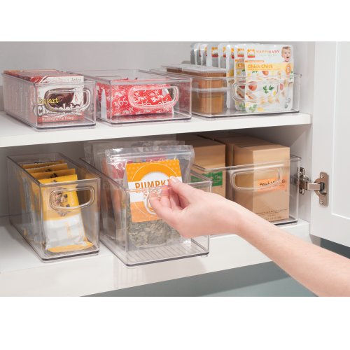 iDesign Cabinet/Kitchen Binz Caja organizadora, gran organizador de cocina de plástico, cajón para frigorífico, transparente
