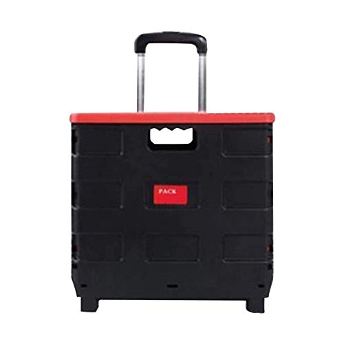 IG Storagc Portátil Plegable de la Mano de Camión con Las Ruedas de Carros Autoservicio, Ligero Subir Escaleras Cesta Extraíble Impermeable Bolsa Extraíble con Tapa para Ir de Compras O la Pesca 38X3