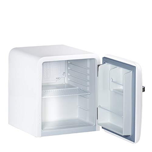 IKOHS Retro Fridge - Frigorífico con diseño, Control de Temperatura Ajustable, Estantes Intercambiables, Estética Vintage de los años 50, Clase Energética A+ (Blanco, 50 cm)