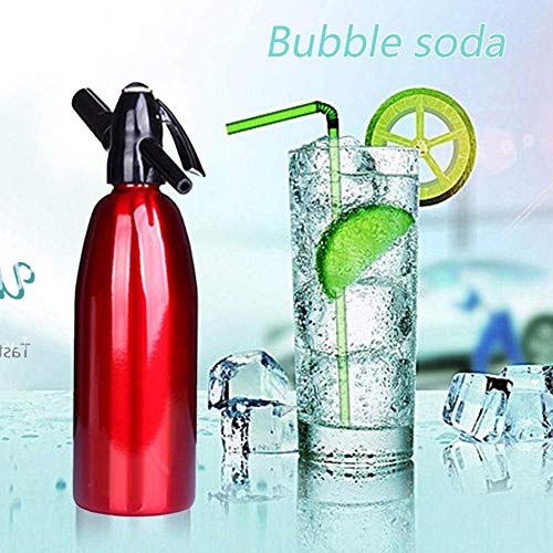 iLH Generador de Agua con Gas de Cristal de sifón de Soda Soda Makers para la adición Individual de ácido carbónico en el Agua del Grifo Utiliza el Cargador de CO2 estándar (no Incluido), 1L,Rojo