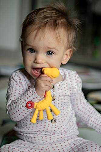 Inesita Jirafa mordedor bebé de Ritalia. Juguete bebé a partir 4 meses. Mordedores bebes refrigerante niño/niña (Amarillo 2 u)