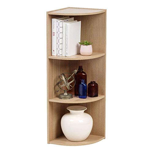 Iris Ohyama Corner Bookcase CX-3C Estante de Esquina 3 repisas/Almacenamiento Independiente de Madera CX-3C-Roble Claro, 29 x 29 x 87.2 cm, MDF, Beige, 3 nichos