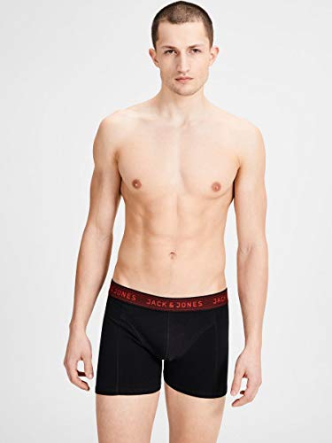 Jack & Jones Jacwaistband Trunks 3 Pack Noos Bóxer, Gris (Asphalt Detail:hawaian Ocean & Fiery Red), Small (Pack de 3) para Hombre