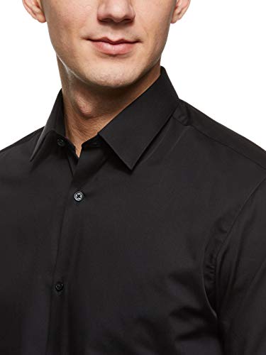 Jack & Jones Jprnon Iron Shirt L/s Noos Camisa, Negro (Black Fit:Slim Fit), Large para Hombre