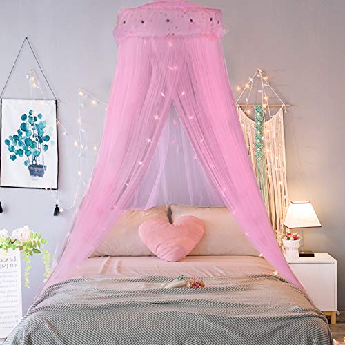 Jevetan Mosquiteras para cama princesa mosquiteros para cama mosquitero de dosel mosquitera decorativa para niños y niñas adecuado para cama individual / cama individual / cama king / cama queen