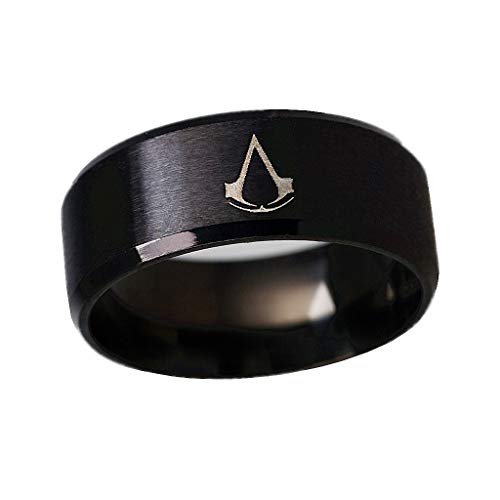 JINGJING Assassin'S Creed Anillo de Acero de Titanio Acero Inoxidable Juego Online Equipos periféricos Anillo Joyeria Accesorios,Black,No.11