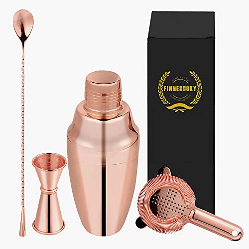 Juego De Cócteles: Kit De Coctelera Parisina De Cobre En Caja De Regalo Con Accesorios Que Incluyen Agitador Aparejo Y Colador,Pink-500ml