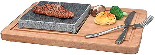 Juego de platos de piedra de lava natural para bistec a la parrilla, juego de bistec para cocinar con parrilla de piedra caliente, sartén de piedra volcánica de lava (sin incluir cuchillo y tenedor)