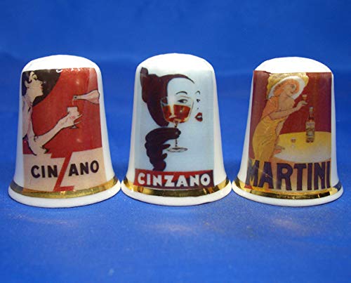 Juego de Tres dedales de Porcelana China, diseño Vintage de Martini