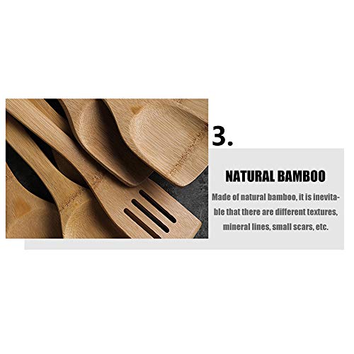 Juego De Utensilios De Cocina Hechos De Bambú Natural Espátula De Bambú Natural Set De Espátula De Bambú Cuchara Espátula De Madera De Bambú Para Ollas Antiadherentes Sartenes Utensilios De Cocina