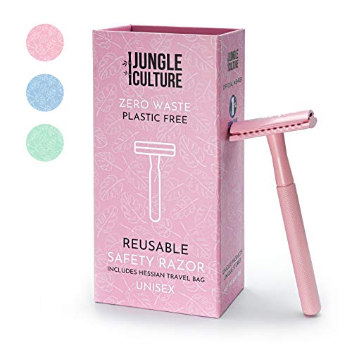 Jungle Culture® Maquinilla de Afeitar Mujer | Maquinilla Clásica Compatible con Cuchillas de Doble Filo | Maquinilla Mujer de Metal | Afeitado Manual | Zero Waste Safety Razor | Afeitado Ecológica