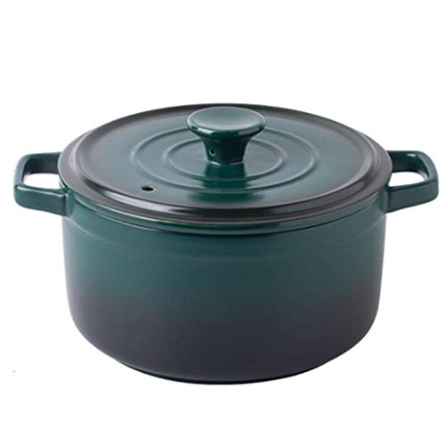 JY&WIN Cazuela de cerámica, Cazuela de cerámica, Cocotte pequeña de gres, Cazuela Redonda con Tapa, Olla Lenta, Horno holandés, Olla Resistente al Calor Olla de Barro para Sopa Verde 0,6 l