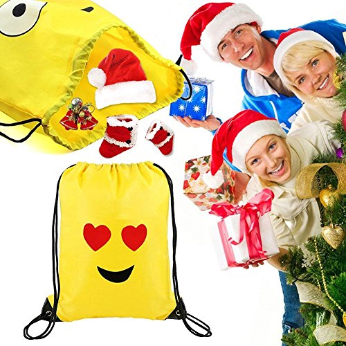 JZK 12pcs Encantador Emoji cordón Dibujos Animados Mochila Bolsas PE para cumpleaños niños y Adultos la Fiesta favorece la Bolsa, Rellenos Bolsas Fiesta