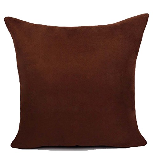 KAMIXIN - Fundas de cojín o almohada cuadradas de ante para el hogar, de colores lisos, para sofá, cama o asiento de coche, tela, chocolate, 40x60cm=16"x24"