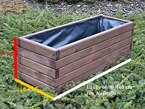 Kena D de 3 Garden Madera Jardinera alta calidad Longitud 60/80/100 cm, palisandro