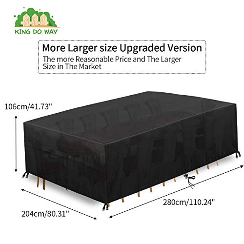 king do way Funda para Muebles de Jardín Exterior, 280x204x106cm, Conjuntos de Muebles Cubierta Impermeable, Poliéster 600D, para Sofa de Jardin, al Aire Libre, Patio, Funda para Sofa de Esquina