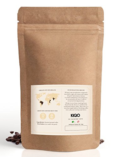 KIQO Classico 500g Espresso | excelente café tostado premium de Italia | tostado suave en lotes pequeños | relativamente bajo en ácido y digerible | 35% Arábica y 65% Robusta (grano de café, 500g)