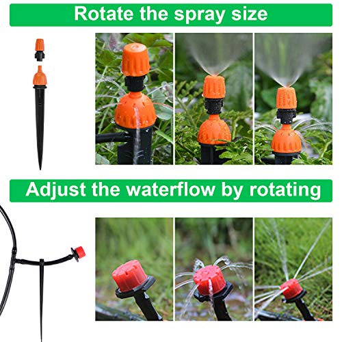 Kit de Riego por Goteo - 40m 1/4" Micro Sistema de Riego por Bricolaje para Jardín, Kit de Goteo para Riego de Tubos para Plantas de Invernadero, Cama de Flores, Patio, Césped