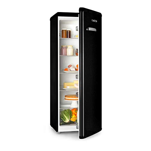 Klarstein Irene XL - Refrigerador 242 L, Regulable no gradual de 0 a 10 °C, Diseño retro, Vint-Age Concept, 4 niveles, Iluminación interior, Pies de altura regulable, Clase A+, Negro