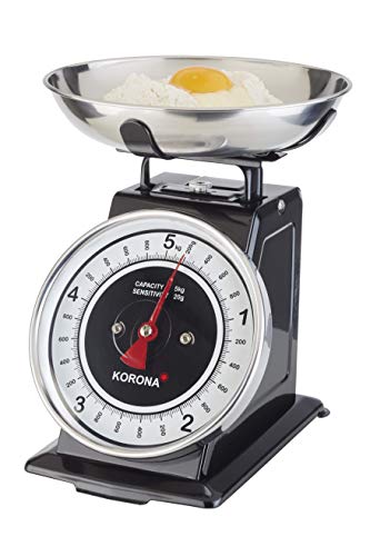 Korona TOM Mechanical kitchen scale Negro, Acero inoxidable, Blanco Mesa - Báscula de cocina (Mechanical kitchen scale, 5 kg, 20 g, Negro, Acero inoxidable, Blanco, Mesa, Analógica)