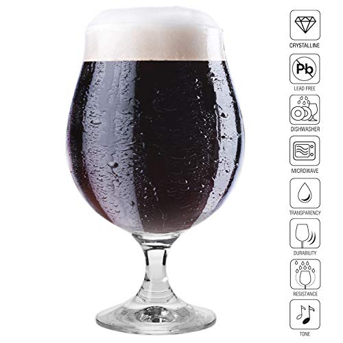 Krosno Oscura Copas de Cerveza | Conjunto 6 Piezas | 500 ML | Elite Collection Uso en Casa, Restaurante y en Fiestas | Apto para Microondas y Lavavajillas