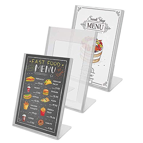 Kurtzy Soporte para Carteles (Pack de 3) - A5 Plástico Acrílico Clara Soporte de menú de póster para promociones, restaurantes, Marcos de Fotos, Documentos, Marcos Publicitarios