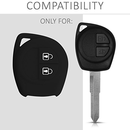 kwmobile Funda de Silicona Compatible con Suzuki Llave de Coche de 2 Botones - Carcasa Suave de Silicona - Case Mando de Auto Negro