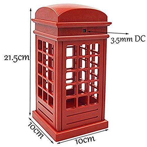 Lámpara Mesilla,Cabina telefónica Vintage Londres diseñado de lampara de mesa,Touch Sensor Regulable USB(Con batería),estudiantes dormitorio iluminación casa Bar decoración novedad vacaciones regalo.