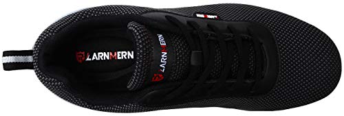 LARNMERN Zapatos de Seguridad Hombres LM30 S1 SRC Zapatillas de Trabajo con Punta de Acero Ultra Liviano Reflectivo Transpirable(38 EU,SRC Negro)