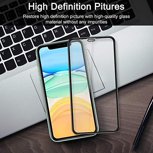 laxikoo Protector Pantalla para iPhone 11 /iPhone XR, [3 Piezas] Cristal Templado iPhone 11/iPhone XR [3D Cobertura Completa] [Marco Instalación Fácil] [9H Dureza] Vidrio Templado iPhone 11/XR - 6.1''