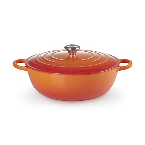 LE CREUSET Evolution La Marmite Cacerola con Tapa, Redonda, Todas Las Fuentes de Calor Incl. inducción, 4,1 l, Hierro Fundido, Naranja(Volcánico), 32 cm