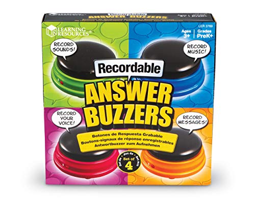 Learning Resources- Botones de Respuesta grabables, Set de 4, Color (LER3769)