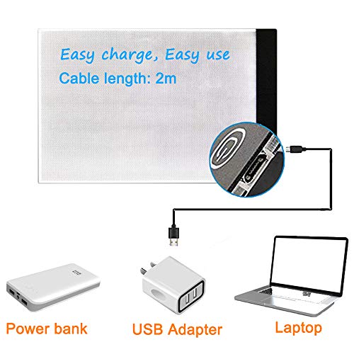 LED Pad para pintura diamante, Jusoney A4 LED Caja de luz de bordado imitación USB LED trazado para artistas Dibujo Sketching Animación Diseño