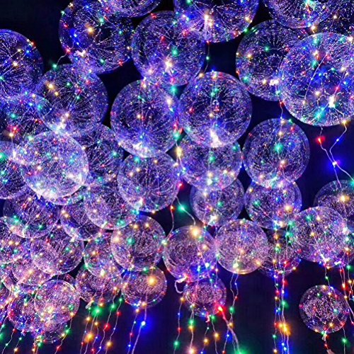 LEDMOMO Globos LED de fiesta ligera, globos de luz de 18 pulgadas Rellenar con helio para flotar durante el cumpleaños Boda de Navidad Decoración de fiesta de Halloween (colorida)