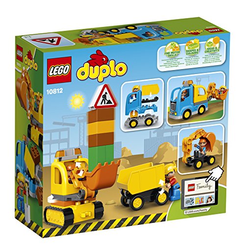 LEGO DUPLO Town - Camión y Excavadora con Orugas, manualidades niños y niñas de 2 a 5 años, incluye muñeco y grúa de juguete (10812)